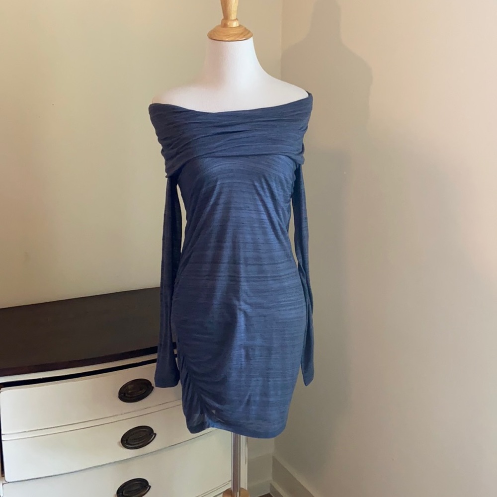 Splendid stretchy flattering gray and black dress